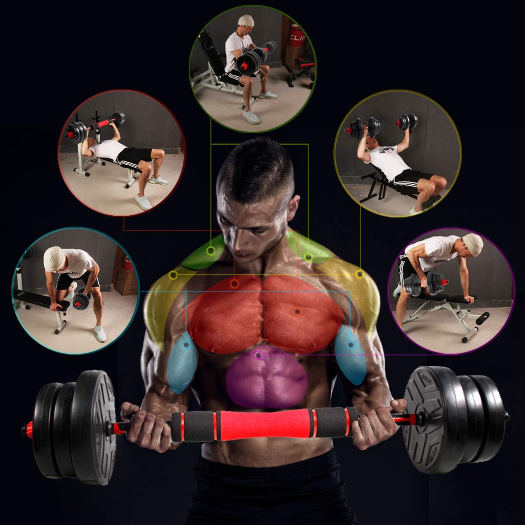 CCLIFE Hanteln Set 2er Kurzhanteln Langhanteln verstellbar Hantelset 20/25/30/40kg professionell Dumbbell mit Verbindungsstahlrohr Gewichten