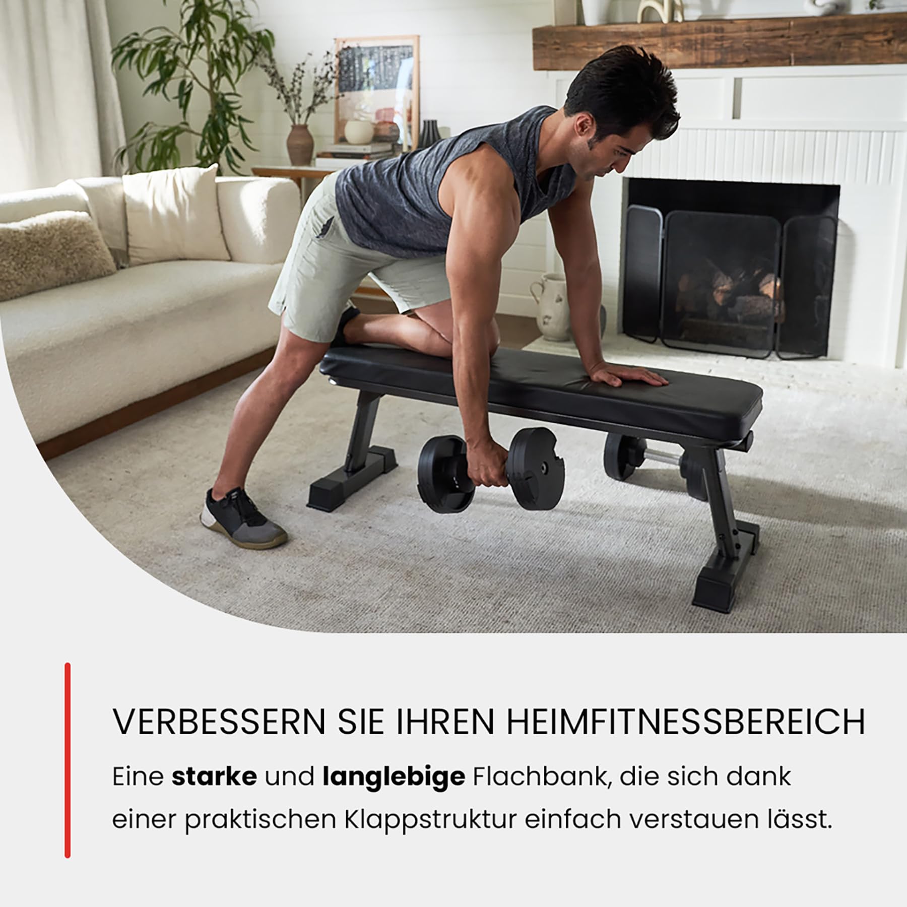Finer Form Hantelbank – Klappbare Flachbank, 454 kg Kapazität, Kompakt und Vielseitig, Ideal für Home Gym, Ganzkörper-Training, Ab Übungen, Für Männer und Frauen, Fitnessgeräte für zuhause