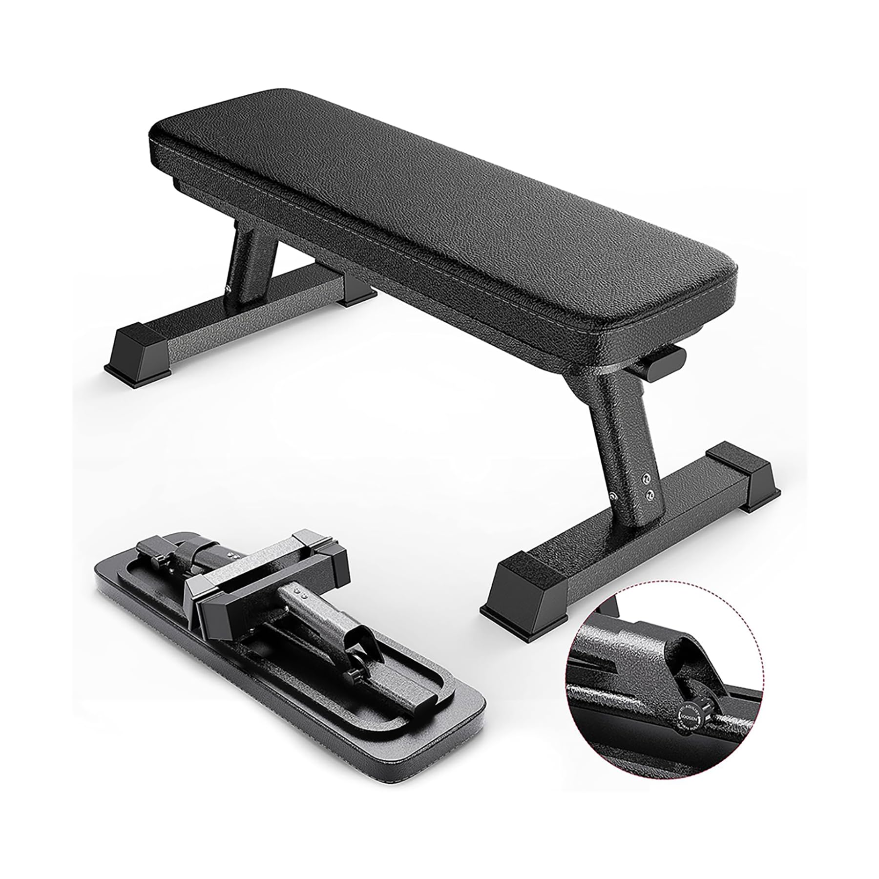 Finer Form Hantelbank – Klappbare Flachbank, 454 kg Kapazität, Kompakt und Vielseitig, Ideal für Home Gym, Ganzkörper-Training, Ab Übungen, Für Männer und Frauen, Fitnessgeräte für zuhause