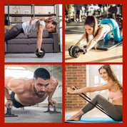 EnterSports Bauchroller Bauchmuskeltrainer ABS Roller, 6-in-1 Bauchtrainer mit Fitnessband, Liegestütze, Kniematte für Zuhause,Fitness Geräte, Bauchmuskel Roller, Gut für Heimtraining