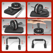 EnterSports Bauchroller Bauchmuskeltrainer ABS Roller, 6-in-1 Bauchtrainer mit Fitnessband, Liegestütze, Kniematte für Zuhause,Fitness Geräte, Bauchmuskel Roller, Gut für Heimtraining