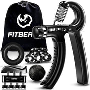 FitBeast Hand Grip Musculation Avant Bras - Pack de 5, Poignet Musculation Ajustable, Grip Musculation Main, Étireur de Doigts, Anneau d'exercice et Balle Anti-Stress