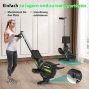 Wenoker Rudergerät mit Magnet-Fitnesstrainer, Rudergerät für Zuhause 16 Stufen Widerstand, Indoor-Gerät für das Home-Gym, Cardio-Trainingsgerät, 160 kg Kapazität mit LCD-Monitor