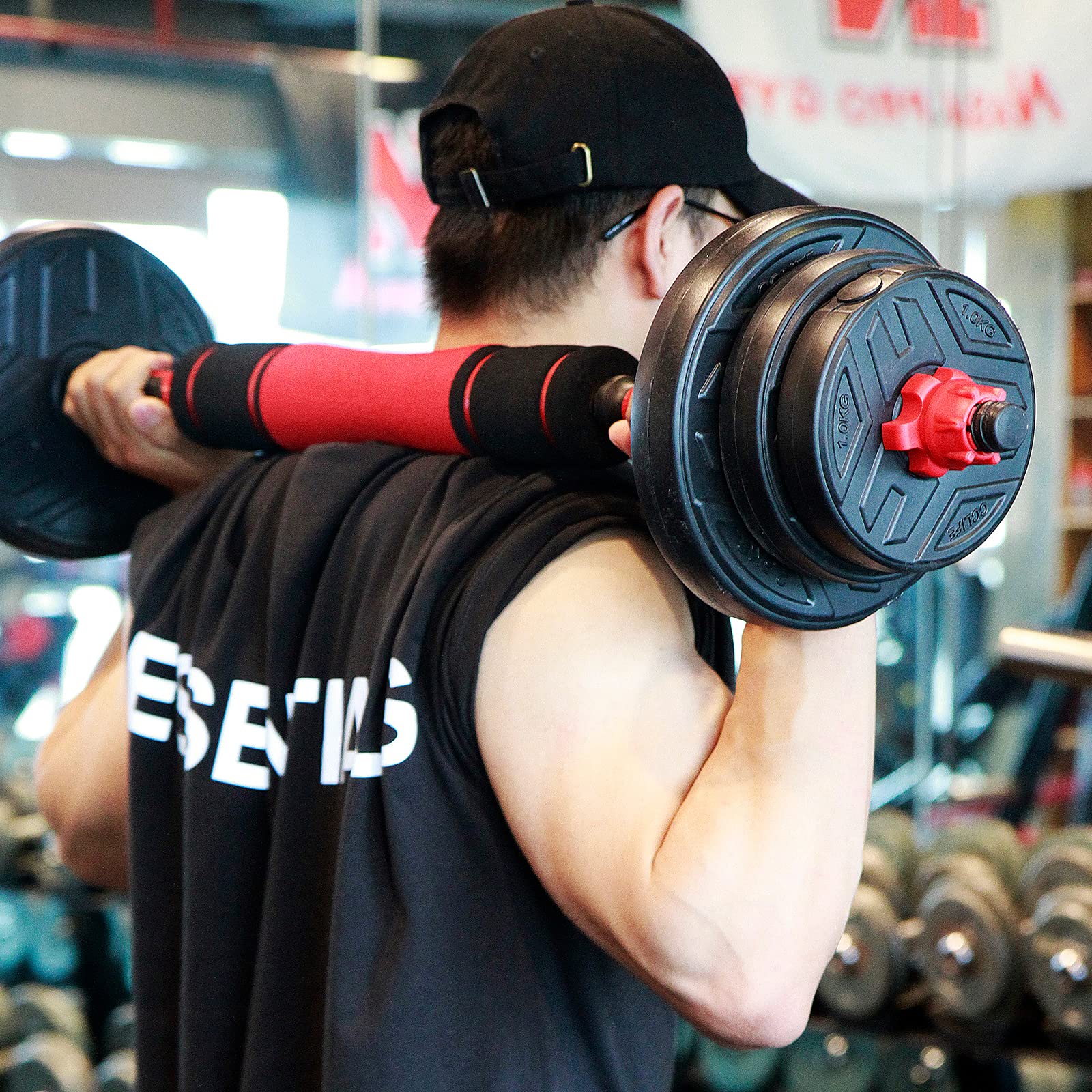 CCLIFE Hanteln Set 2er Kurzhanteln Langhanteln verstellbar Hantelset 20/25/30/40kg professionell Dumbbell mit Verbindungsstahlrohr Gewichten