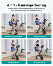 MERACH 4-in-1 Heimtrainer Klappbar, Hometrainer Fahrrad mit LCD Monitor und Handpulsmessung, Magnetisches Ergometer Fitnessbikes mit Bequemem Sitzkissen, 16-Stufiger Magnetwiderstand, Platzsparend