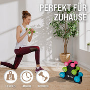 Apollo Hantel Set Kurzhantel Fitness 2x1kg, 2x2kg, 2x3kg inklusive Hantelständer für Kurzhantelset für Frauen & Männer Dumbbell weights 1kg, 2kg, Hanteln 3kg