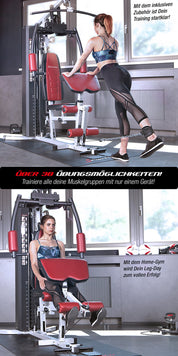 Kraftstation HGX100/HGX150/HGX200/HGX300, bis zu 80kg, Deutsche Qualitätsmarke, Bodybuilding Sportstech Multifunktions-Homegym mit Stepper und Powertower oder Beinpresse, Fitnessstation für Zuhause
