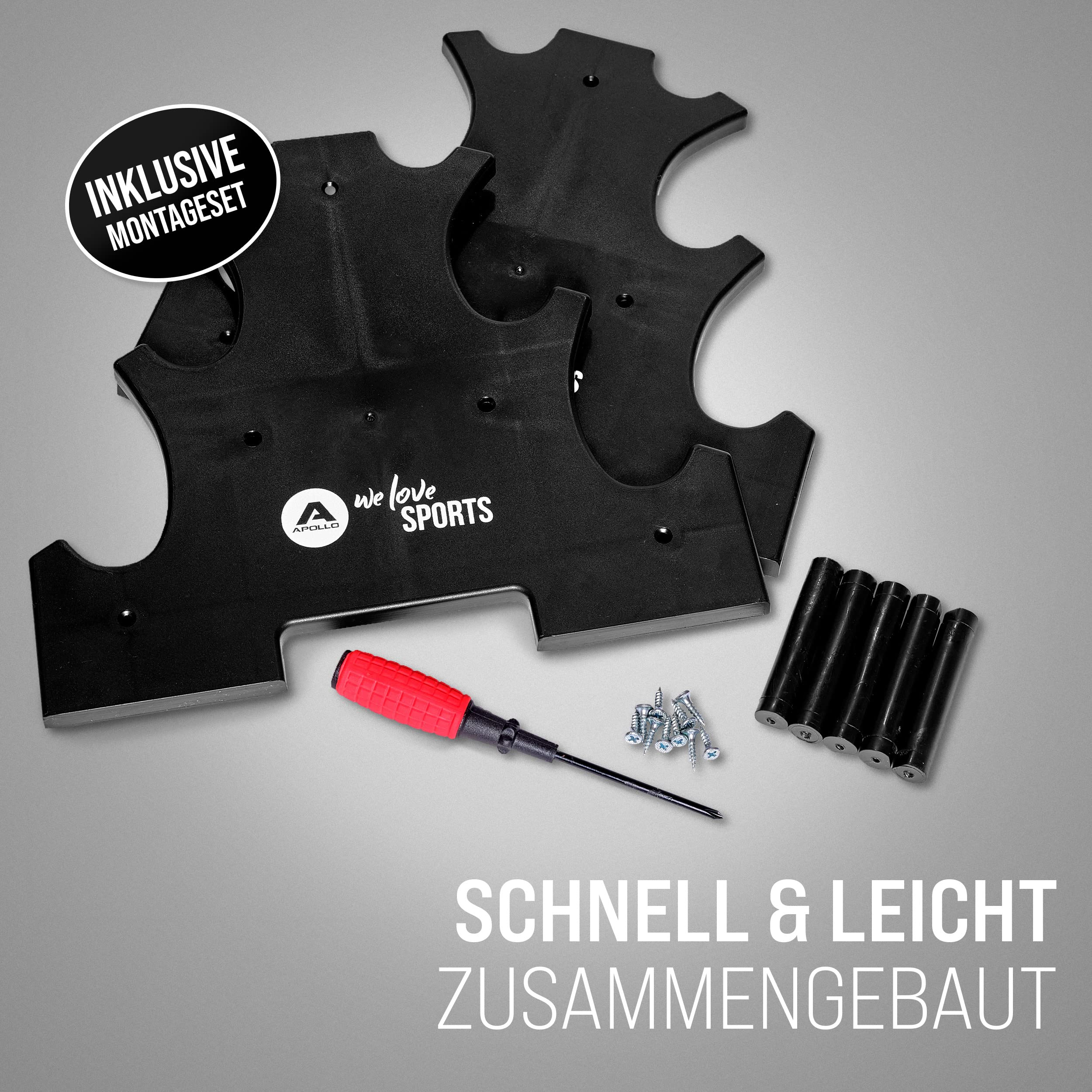 Apollo Hantel Set Kurzhantel Fitness 2x1kg, 2x2kg, 2x3kg inklusive Hantelständer für Kurzhantelset für Frauen & Männer Dumbbell weights 1kg, 2kg, Hanteln 3kg